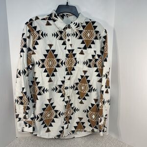 Pacsun Mens L Aztec Southwestern Print Brushed Flannel Long Sleeve Shirt